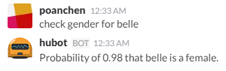 chat example for checking gender for belle