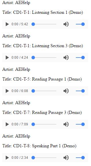 example on the audio playlist look like in HTML
