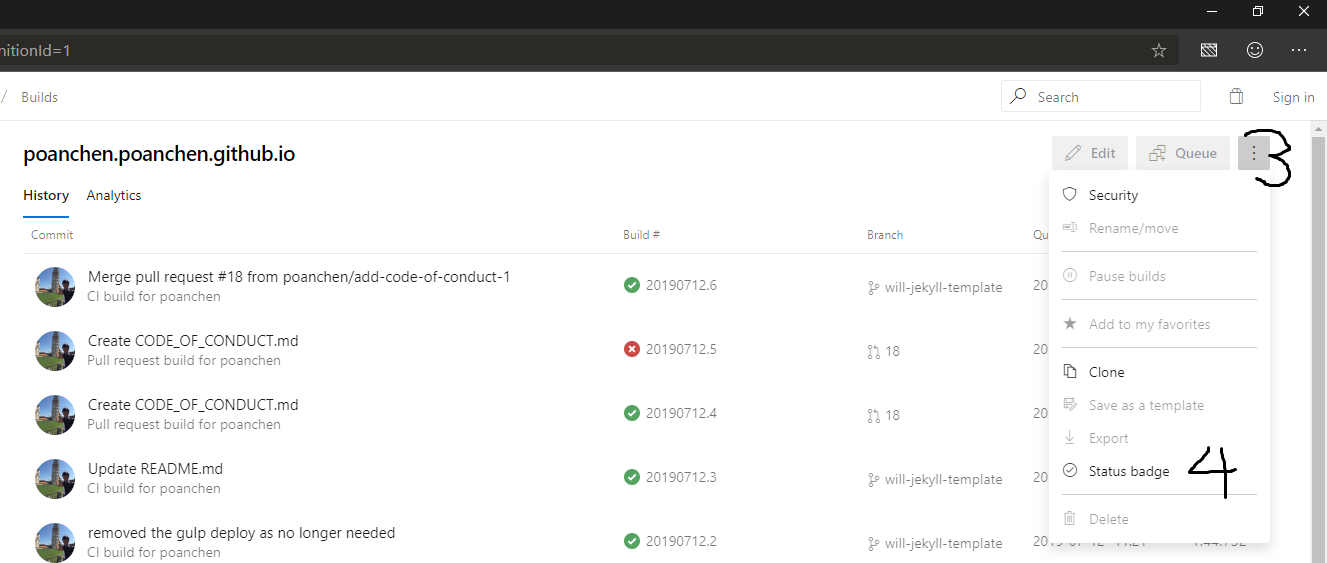 Add status badges for your GitHub repo - Azure Boards